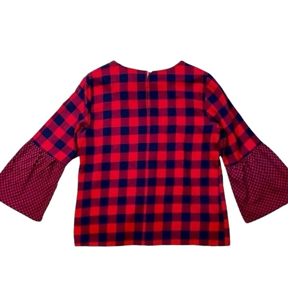 NWT J.Crew Mercantile Buffalo Plaid Bell Sleeve Top - Picture 5 of 5